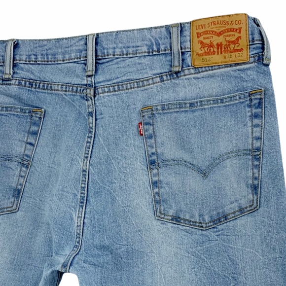 Levi’s 513 Slim Straight Distressed Light Wash Jeans - Picture 13 of 16